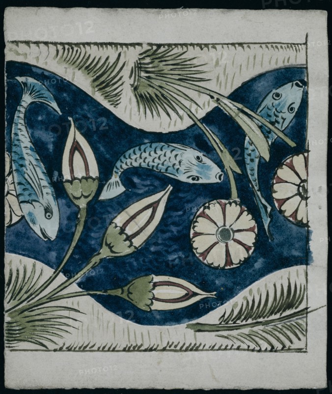 De Morgan, Carreau orné de poissons et de lys