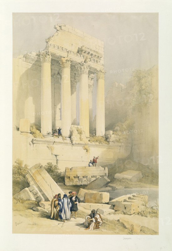 Roberts, Les ruines du temple de Bacchus à Baalbec