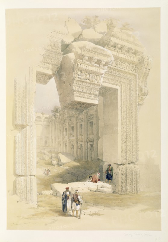 Roberts, Entrée du temple de Bacchus à Baalbec