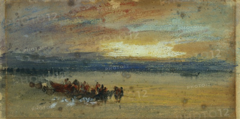 Turner, Paysage côtier au coucher du soleil