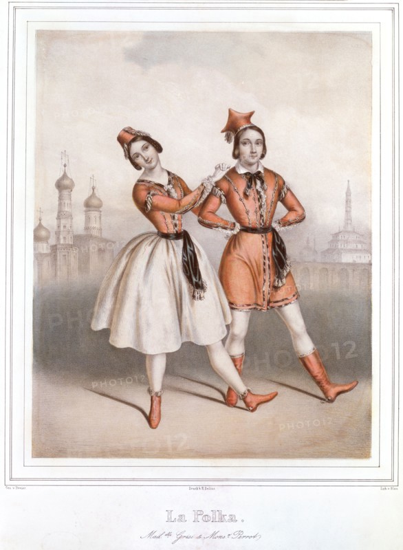 Anonyme, Carlotta Grisi et Jules Perrot dans La Polka