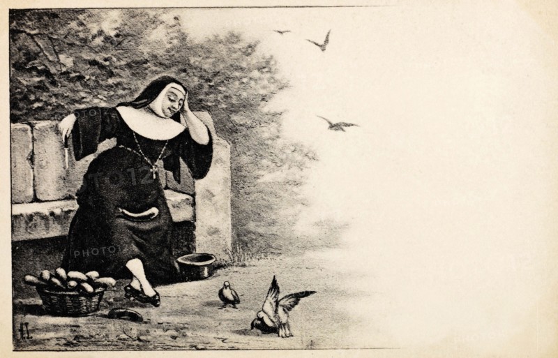 Religieuse sur un banc