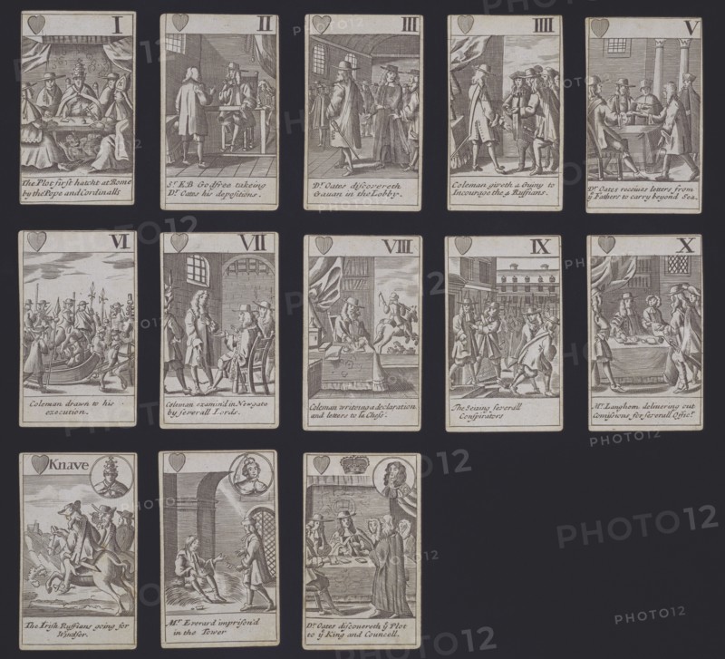 Playing Cards depicting The Popish Plot, by Francis Barlow. England, late 17th century