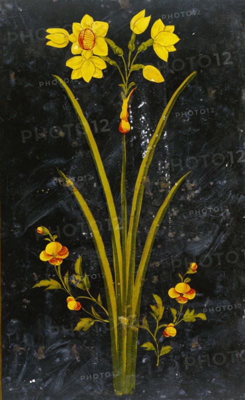 Flowers on Book Cover. Isfahan, Persia, 19th century