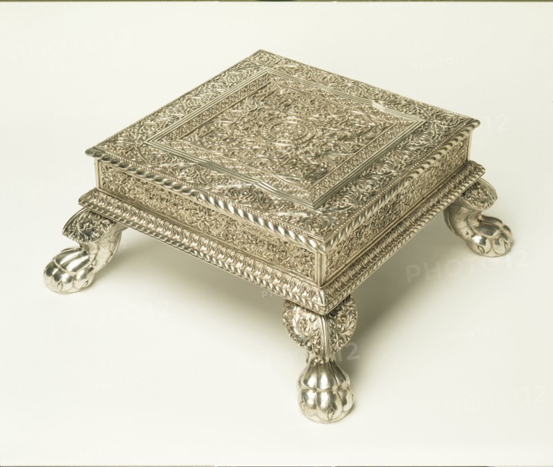 Footstool, by Chhaganlal and Vrajlal Tribhuvan.  Baroda, 19th century