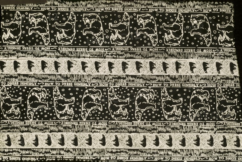 Polar bear stripe dress fabric, English Eccentrics. UK, 1985
