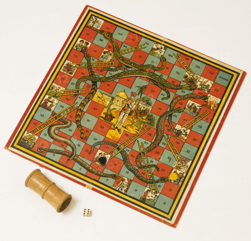 Snakes and Ladders Board. England, c.1920