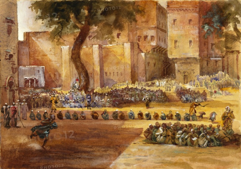 Recruiting at Assiout, by Lady Jane Lindsay. Egypt, 19th century