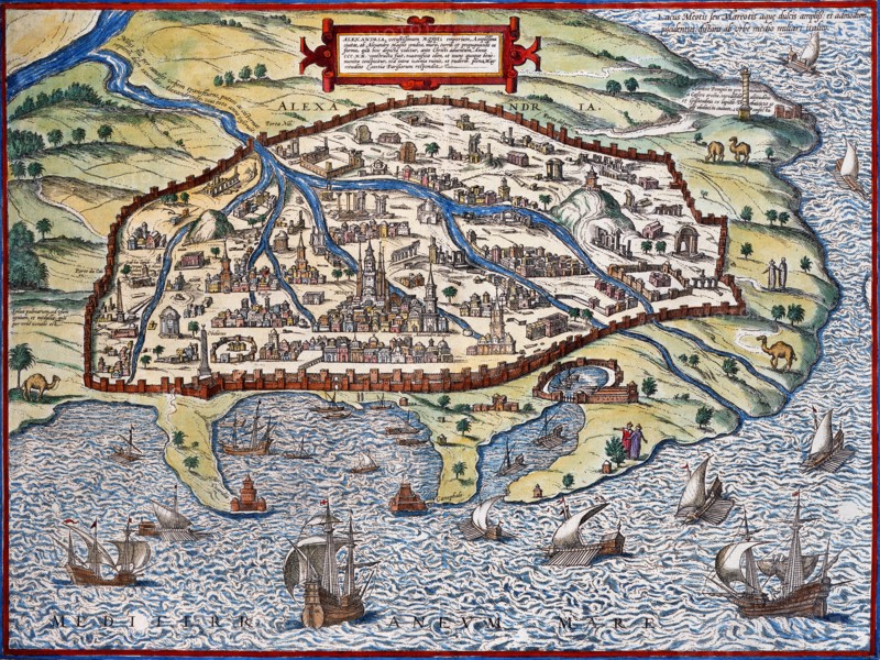 Map of Alexandria, by Braun & Hazensberg. Egypt, 18th-19th century