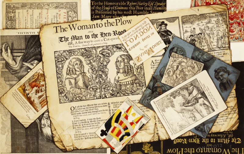 Trompe l'oeil, engravings and pages from books by Samuel Moore. England, 17th-18th century