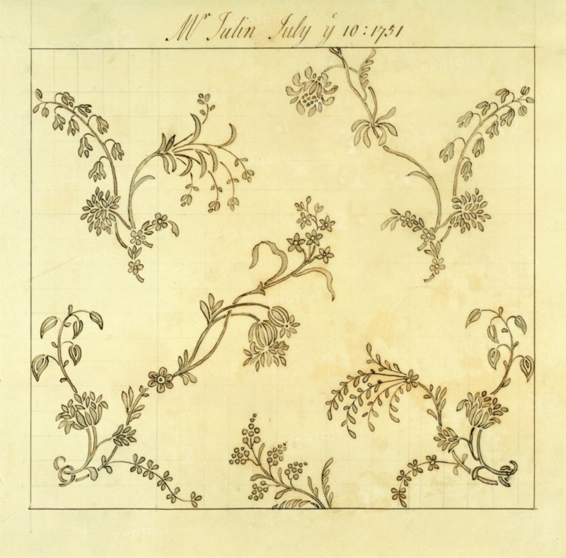Design for woven silk, by Anna Maria Garthwaite. London, England, mid-18th century