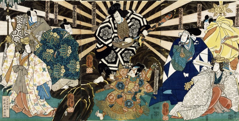 Scene from Èich¶ Sakae Kagekiyo, by Utagawa Kuniyoshi. Japan, 19th century