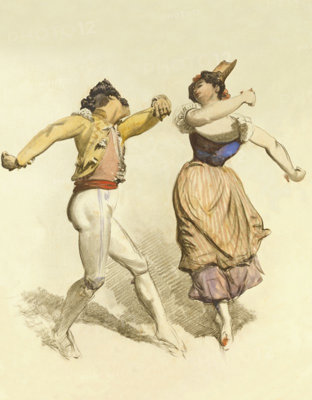 A Spanish Dance, by Thomas Miles Richardson. England, 19th century