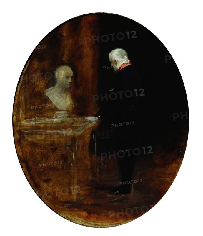 The Duke of Wellington looking at a bust of Napoleon, by Charles Robert Leslie. England, 19th century