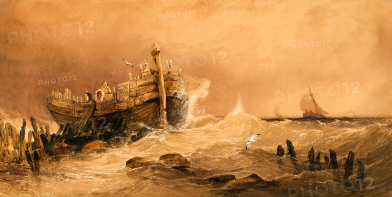 Old Breakwater on the Essex Coast, by Charles Bentley. England, 19th century