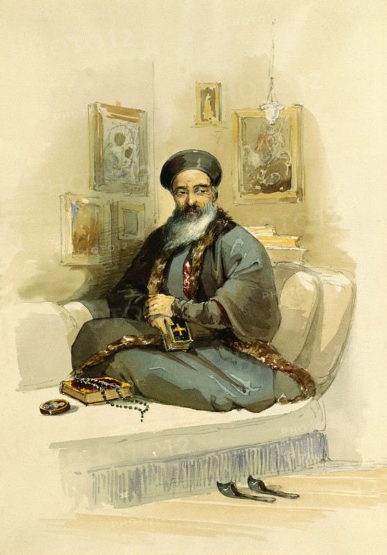 A Greek Priest, by Count Amadeo Preziosi. Greece, 19th century