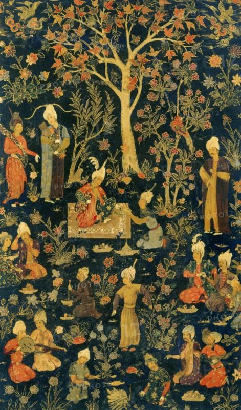 A princely picnic scene. Persian, 16th century