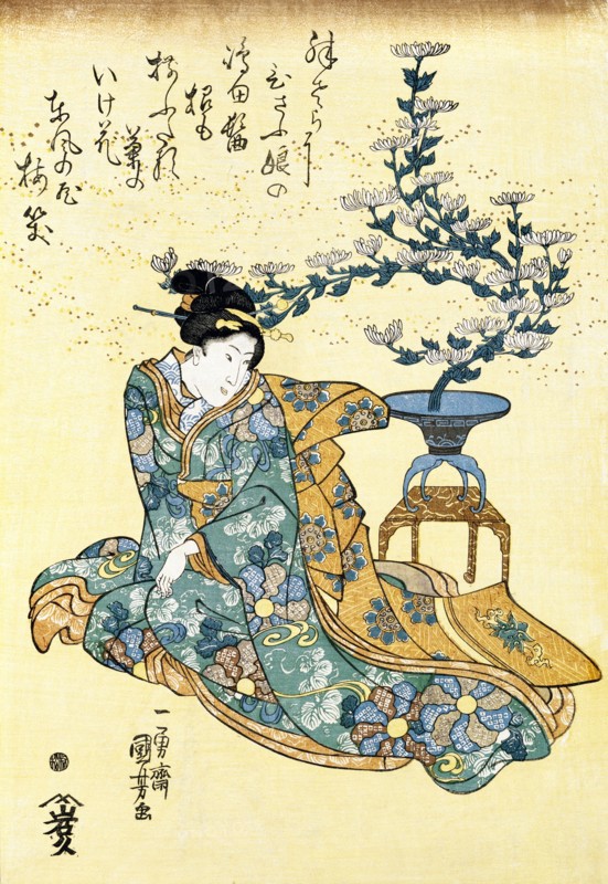 Woman and Chrysanthemum Plant, by Utagawa Kuniyoshi. Japan, 19th century