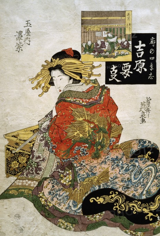 The Courtesan Koimurasaki of Tama-ya in the First Month, by Keisai Eisen. Japan, 19th century