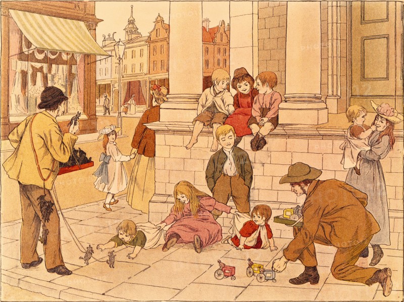 Kerbstone Merchants, illustration by Francis D. Bedford. England, 1899