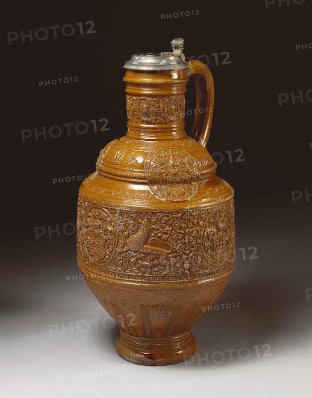 Jug, by workshop of Jan Baldems Mennicken. Raeren, Germany, late 16th century
