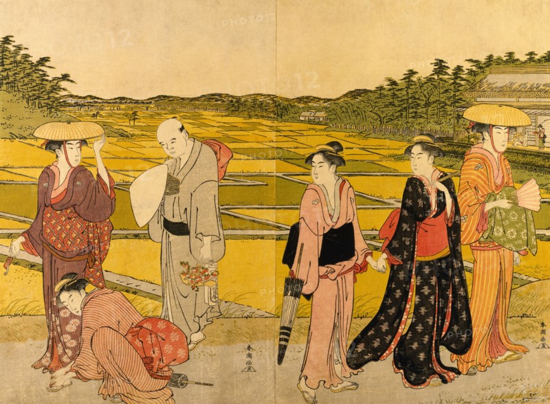 Figures in a Landscape, by Shundio. Japan, 19th century