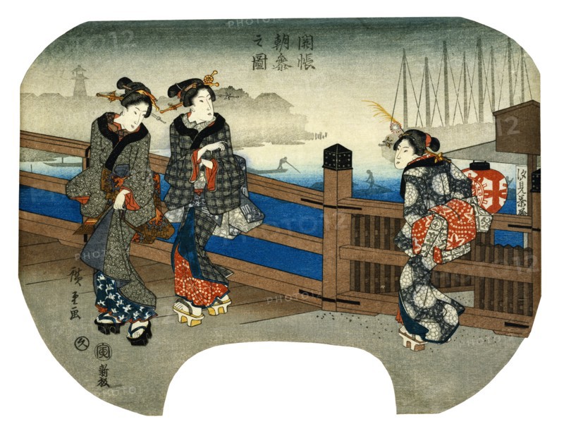 Woman on Bridge, by Utagawa Hiroshige (1797-1858). Japan, 19th century