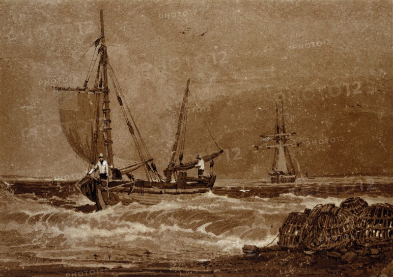 A Seapiece, by Samuel Prout. England, 19th century