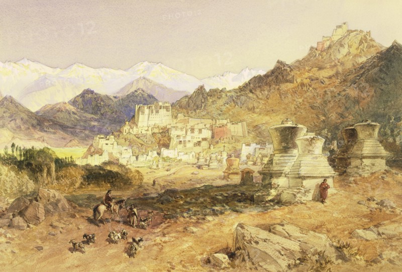 The Palace at Leh, the Capital of Ladakh, by William Simpson. England, late 19th century