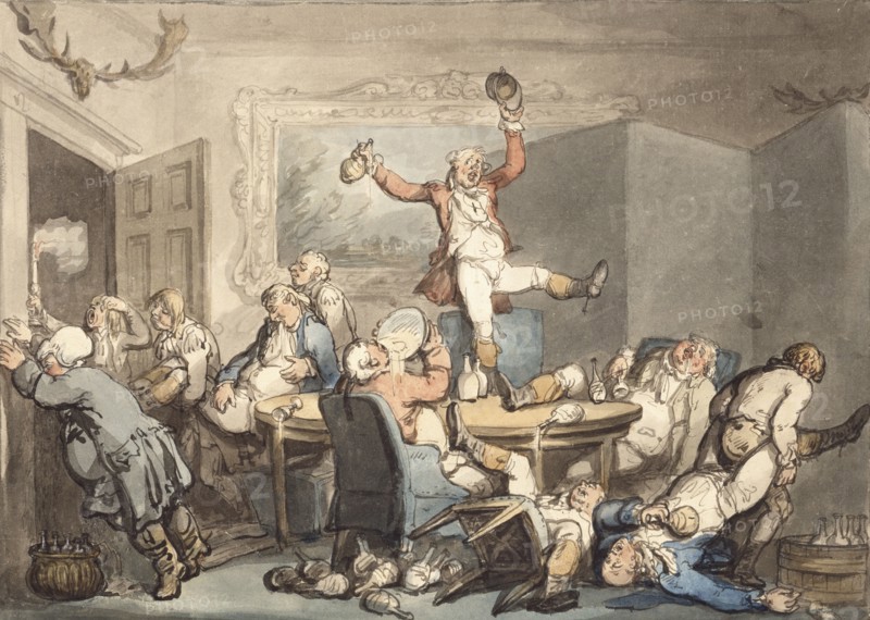 The hunt supper, by Thomas Rowlandson. England, 18th-19th century