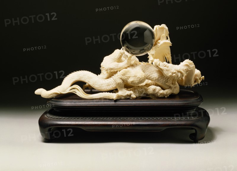 Figure of Two Entwined Dragons Supporting a Crystal Ball. Japan, 19th-20th century