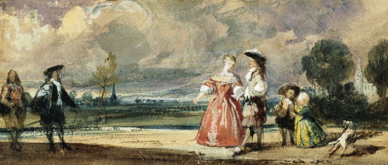 Figures Meeting on a Terrace, by R.P. Bonington. England, 1826