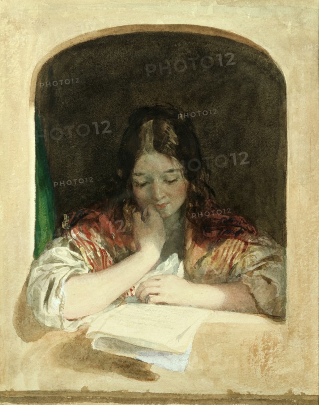 Girl Reading at a Window, by Charles Brocky. Hungary, 19th century