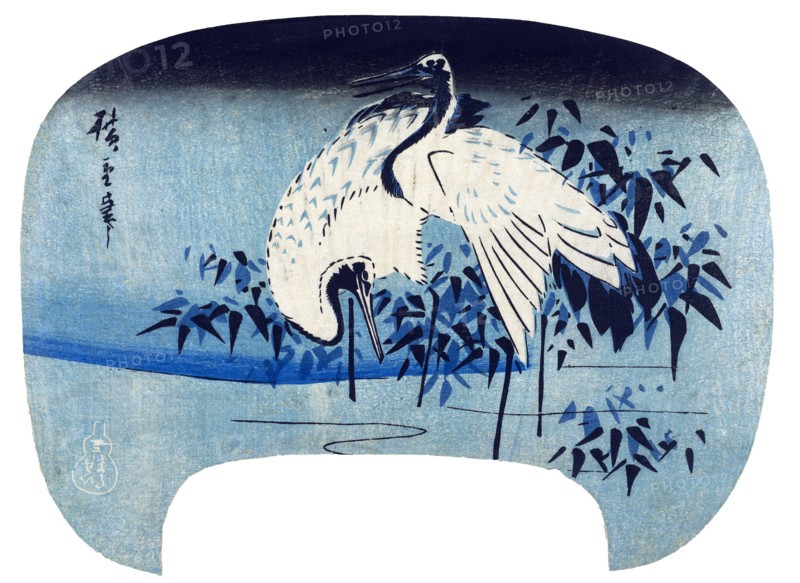 Cranes by the water's edge, by Utagawa Hiroshige I. Japan, 19th century