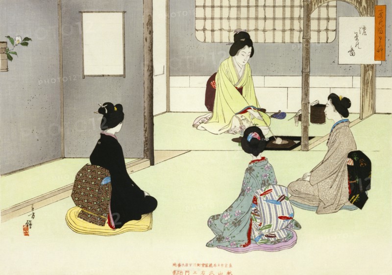 Making The Tea, by MizuN Toshikata. Japan, 19th-20th century