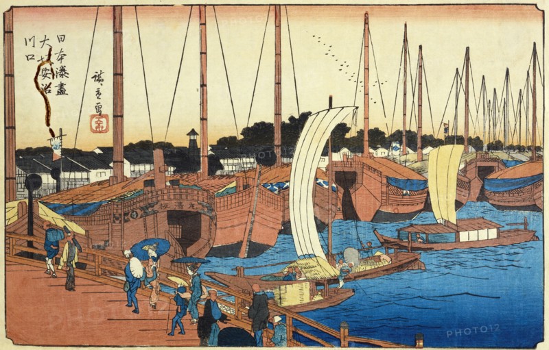 Mouth of Aji River in Osaka, by Utagawa Hiroshige. Japan, 19th century