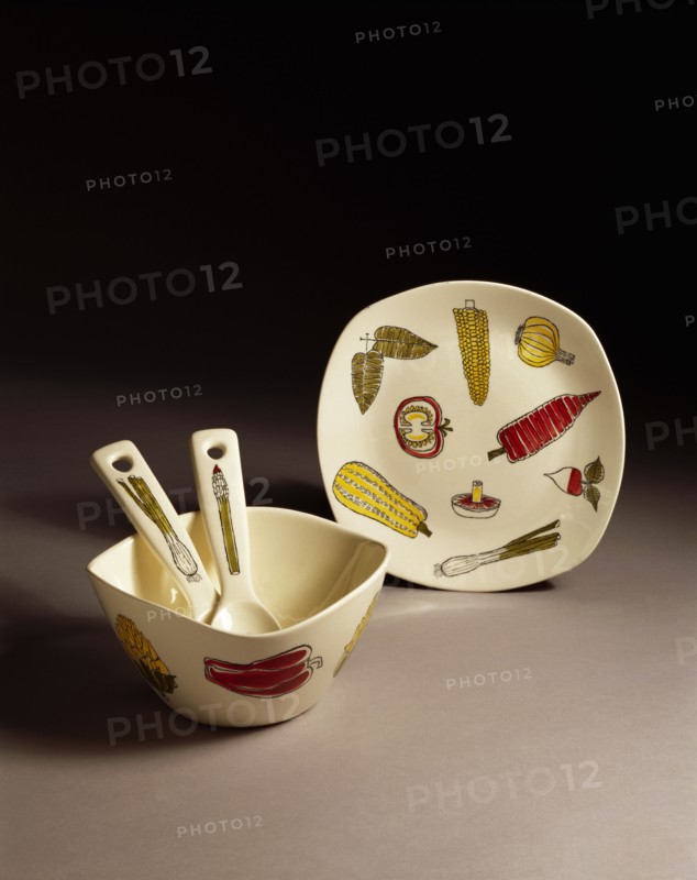 Bowl, Plate and Servers, by Terence Conran. Stoke-on-Trent, England, 1955