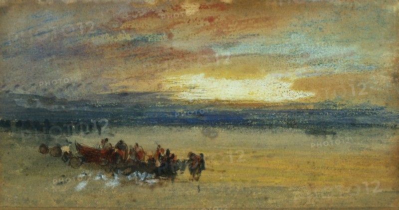 Shore scene, Sunset, by J.M.W.Turner. England, early 19th century