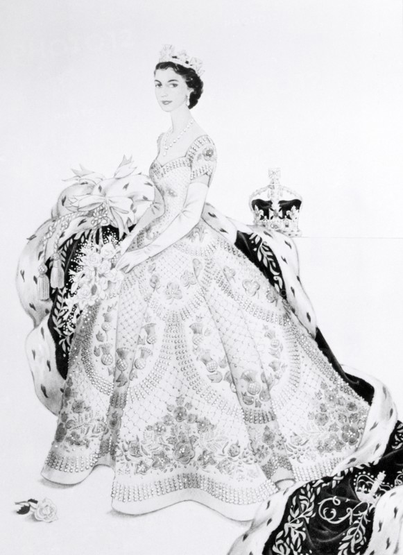 Croquis du couronnement de la reine Elisabeth II