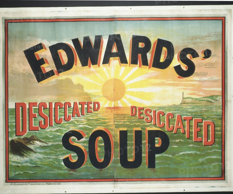 Affiche publicitaire pour des soupes déshydratées