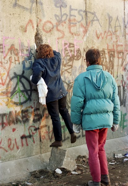 After the Fall of the Berlin Wall, November 1989