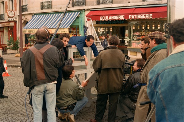 Scene from filming in Paris