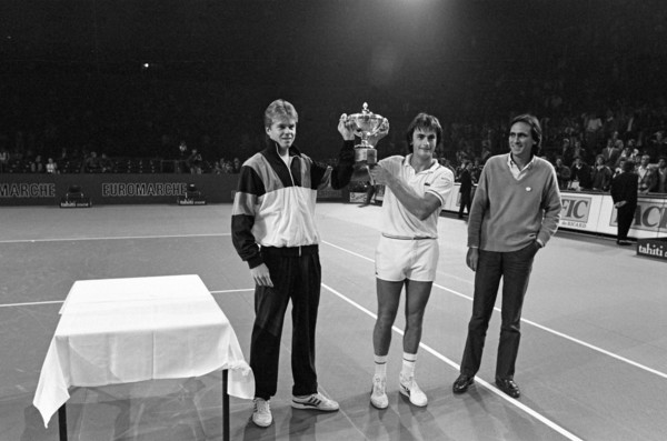 Stefan Edberg, Henri Leconte and Philippe Lavil, 1985