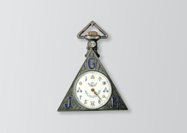 Triangular Swiss silver watch.