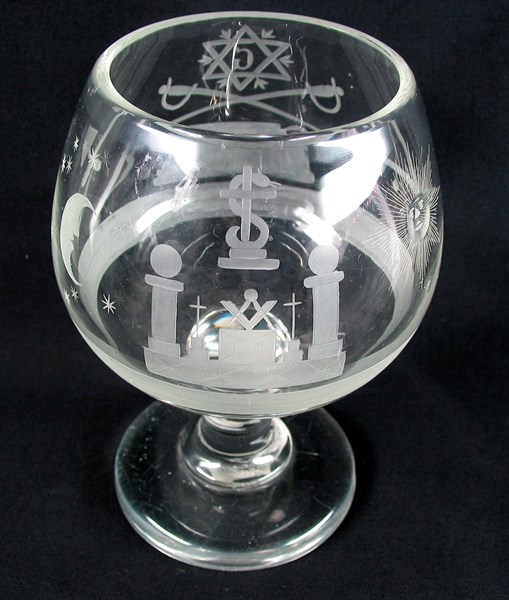 Scandinavian glass punch bowl with Masonic decoration.