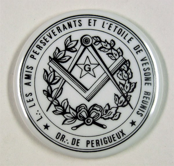 Jeton en porcelaine à décors maçonniques