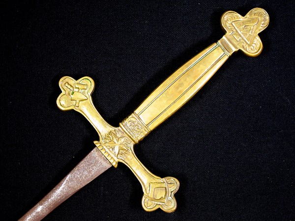 Masonic sword with cast bronze hilt.
