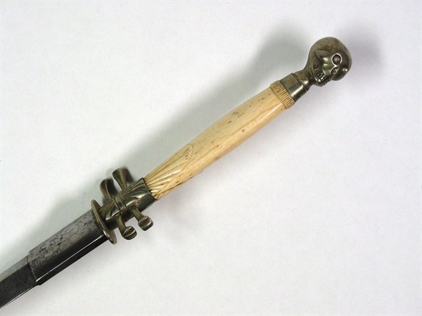 Kadosh dagger in damascened steel and ivory.