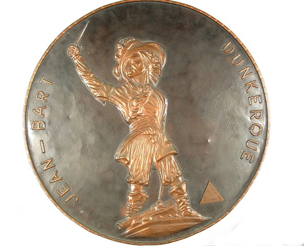 Metal plaque depicting the corsair ‘Jean Bart – Dunkirk’.