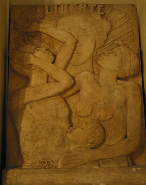 Relief en plâtre « Liberté », en commémoration de la libération des esclaves en 1848